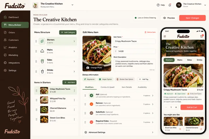 Fudcito Creative Menu Builder