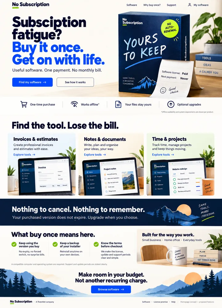 No Subscription: Buy Once, Keep Forever