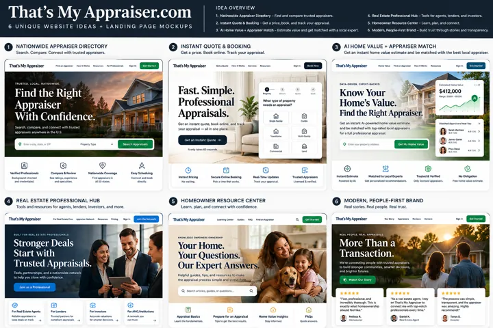 That’s My Appraiser: Six Landing Page Concepts