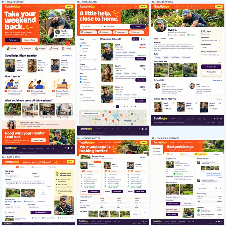 ThatsMyHelper weekend rescue website board