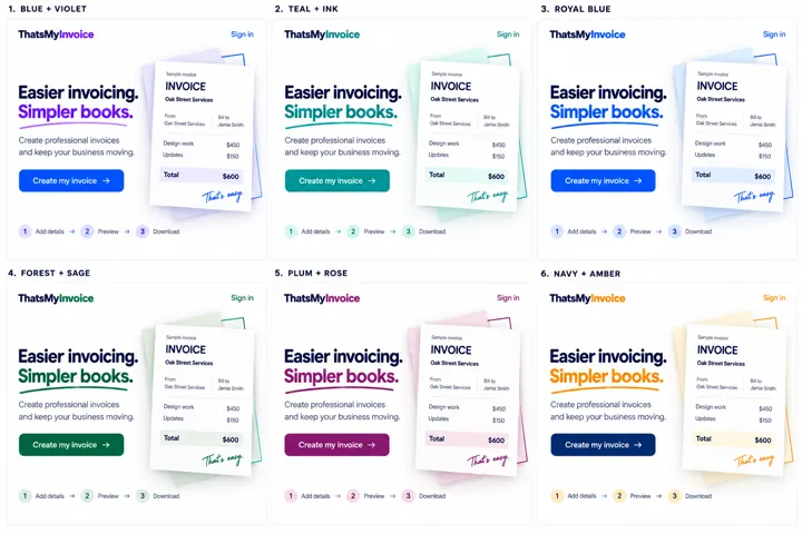 Six polished palettes for simpler invoicing